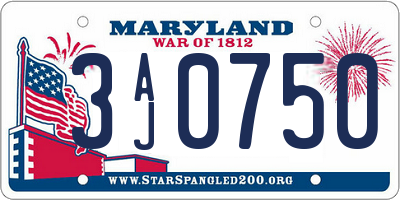 MD license plate 3AJ0750