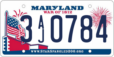 MD license plate 3AJ0784