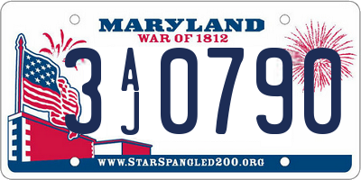 MD license plate 3AJ0790