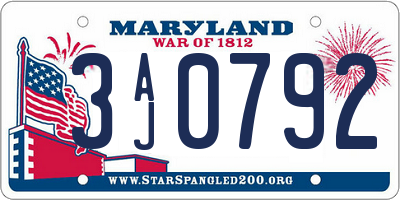 MD license plate 3AJ0792