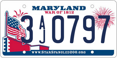 MD license plate 3AJ0797