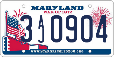 MD license plate 3AJ0904