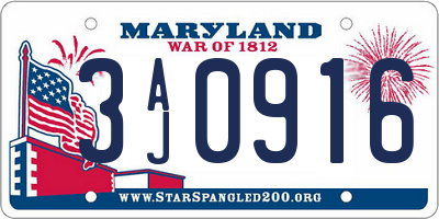 MD license plate 3AJ0916