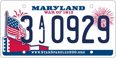 MD license plate 3AJ0929
