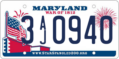 MD license plate 3AJ0940
