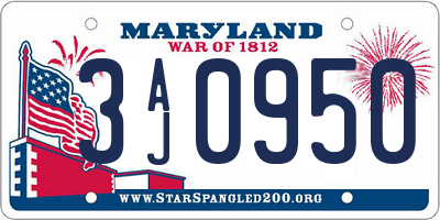 MD license plate 3AJ0950