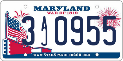 MD license plate 3AJ0955
