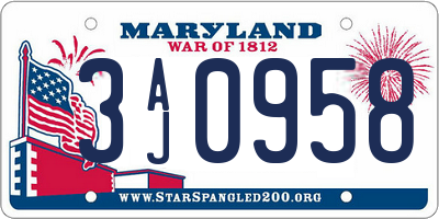 MD license plate 3AJ0958