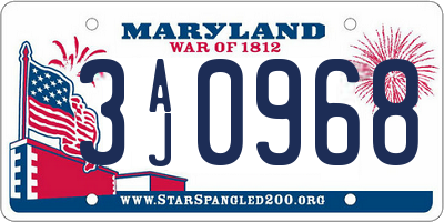 MD license plate 3AJ0968