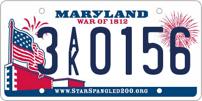 MD license plate 3AK0156