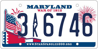 MD license plate 3AK6746