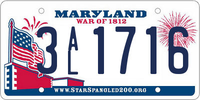 MD license plate 3AL1716