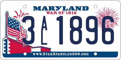 MD license plate 3AL1896