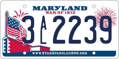 MD license plate 3AL2239