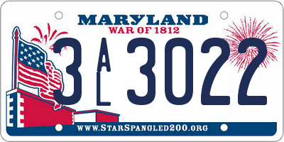 MD license plate 3AL3022