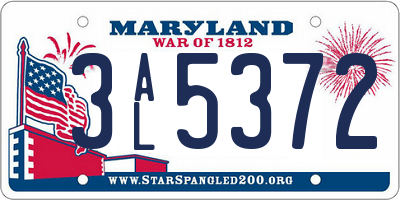 MD license plate 3AL5372