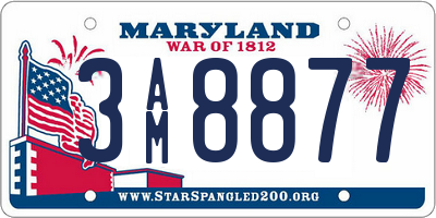 MD license plate 3AM8877