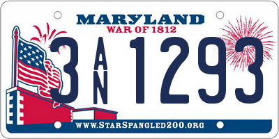 MD license plate 3AN1293