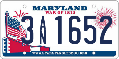 MD license plate 3AN1652