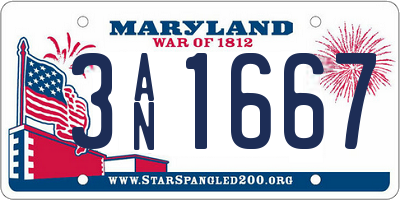 MD license plate 3AN1667