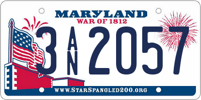 MD license plate 3AN2057