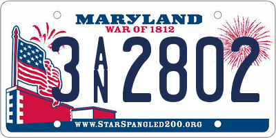 MD license plate 3AN2802