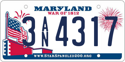 MD license plate 3AN4317