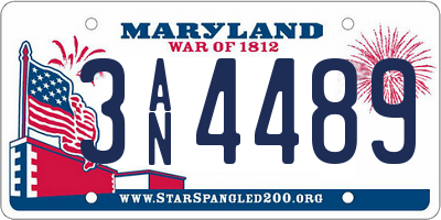 MD license plate 3AN4489