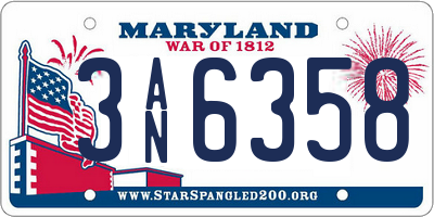 MD license plate 3AN6358