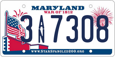 MD license plate 3AN7308