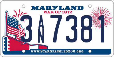 MD license plate 3AN7381