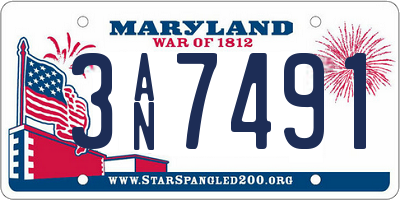 MD license plate 3AN7491