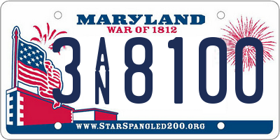 MD license plate 3AN8100
