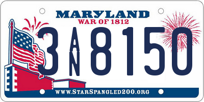 MD license plate 3AN8150