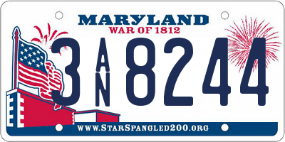 MD license plate 3AN8244