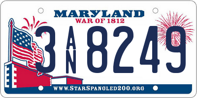 MD license plate 3AN8249