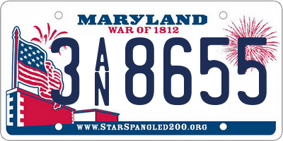 MD license plate 3AN8655