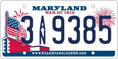 MD license plate 3AN9385
