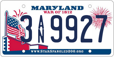 MD license plate 3AN9927