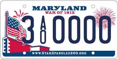 MD license plate 3AO0000