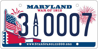 MD license plate 3AO0007