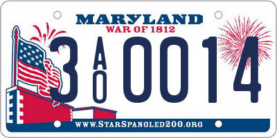 MD license plate 3AO0014