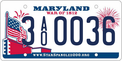 MD license plate 3AO0036