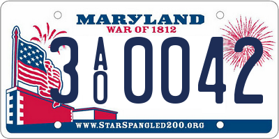 MD license plate 3AO0042