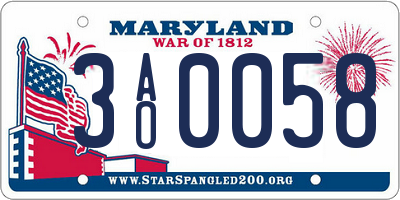 MD license plate 3AO0058
