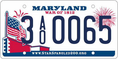 MD license plate 3AO0065