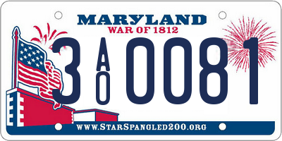 MD license plate 3AO0081