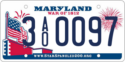 MD license plate 3AO0097