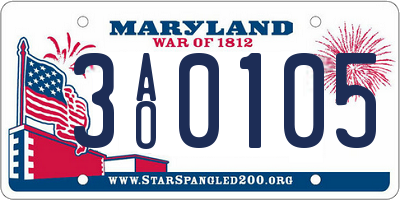 MD license plate 3AO0105