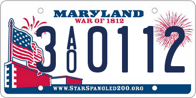 MD license plate 3AO0112